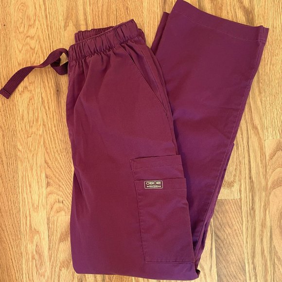 Cherokee Other - Cherokee Workwear Core Stretch Men's Drawstring Cargo Scrub Pants XS Wine 4243